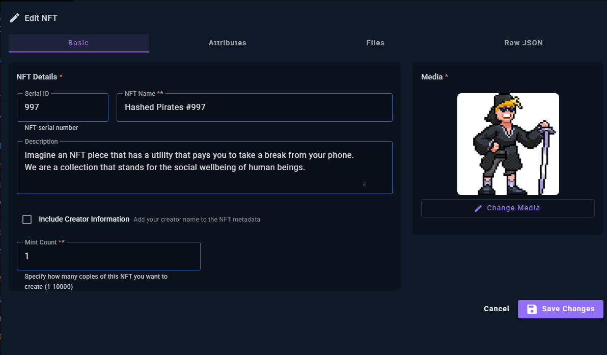NFT Editor Interface
